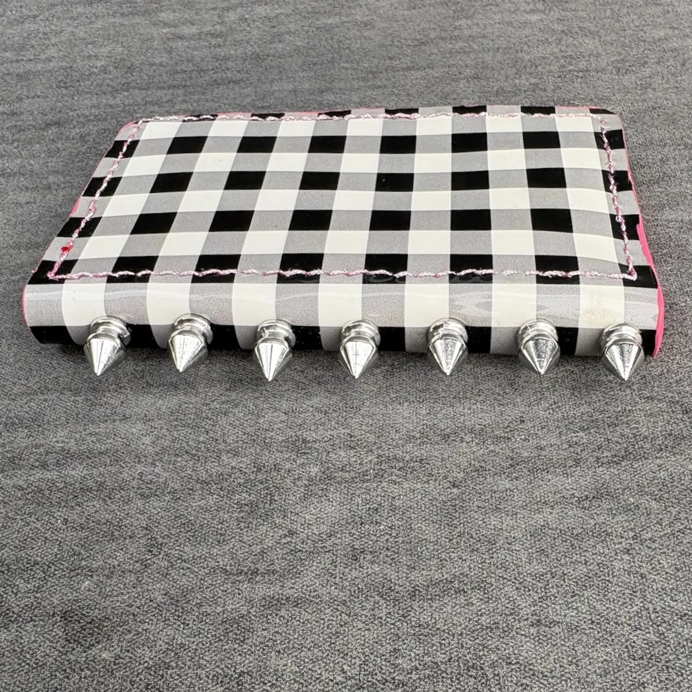 Spiked Bifold in Patent Leather Gingham, photo 8 of 12