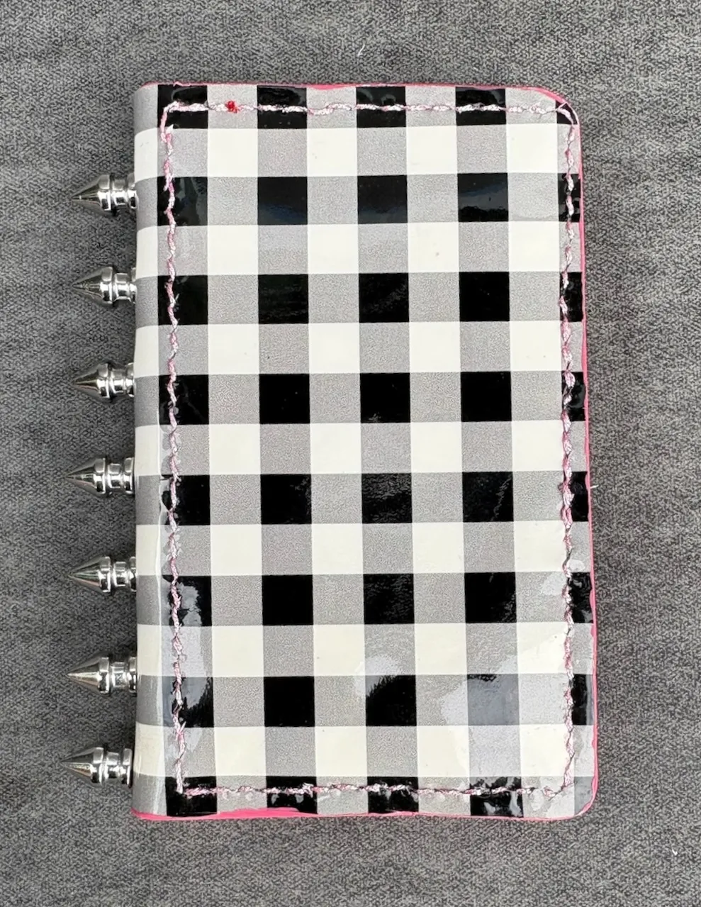 Spiked Bifold in Patent Leather Gingham, photo 2 of 12
