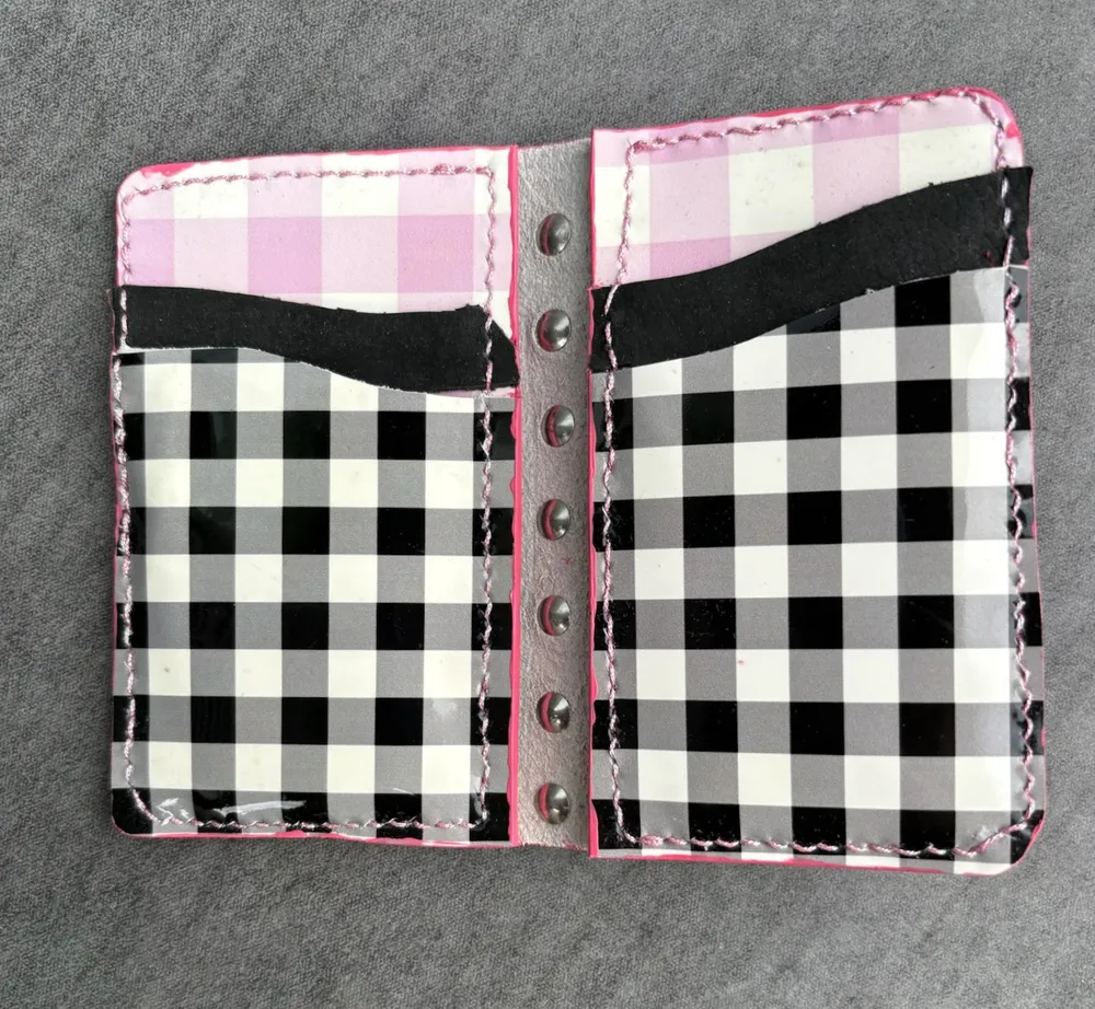Spiked Bifold in Patent Leather Gingham, photo 9 of 12