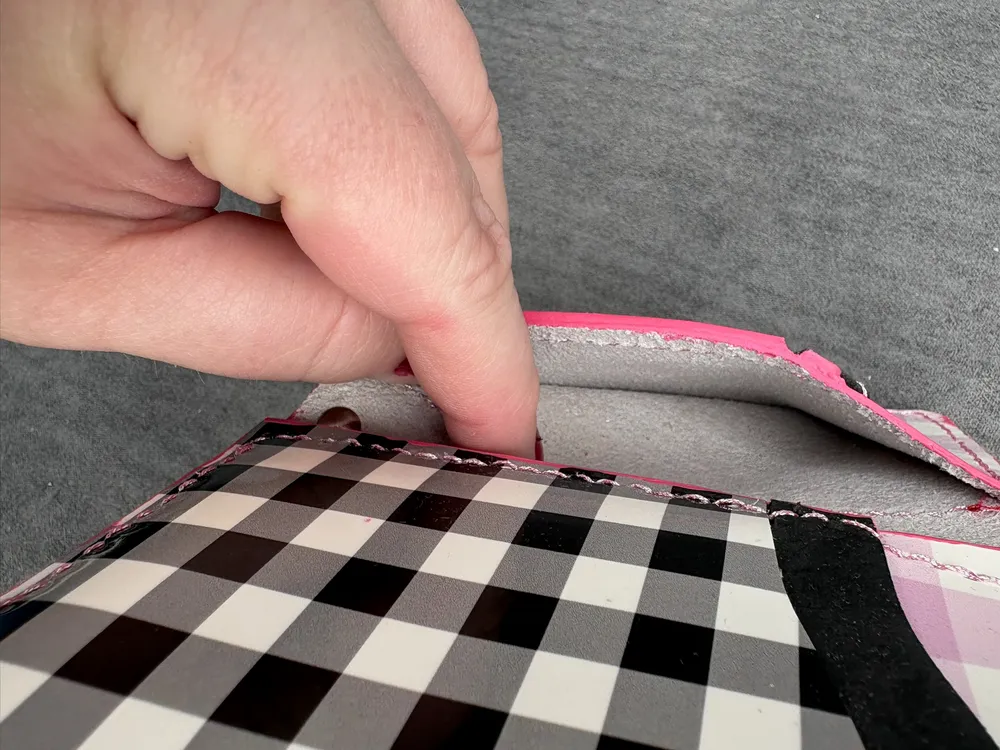 Spiked Bifold in Patent Leather Gingham, photo 12 of 12