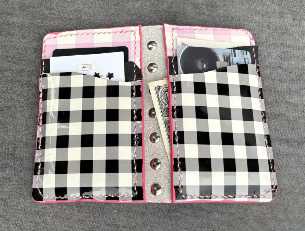 Spiked Bifold in Patent Leather Gingham, photo 10 of 12