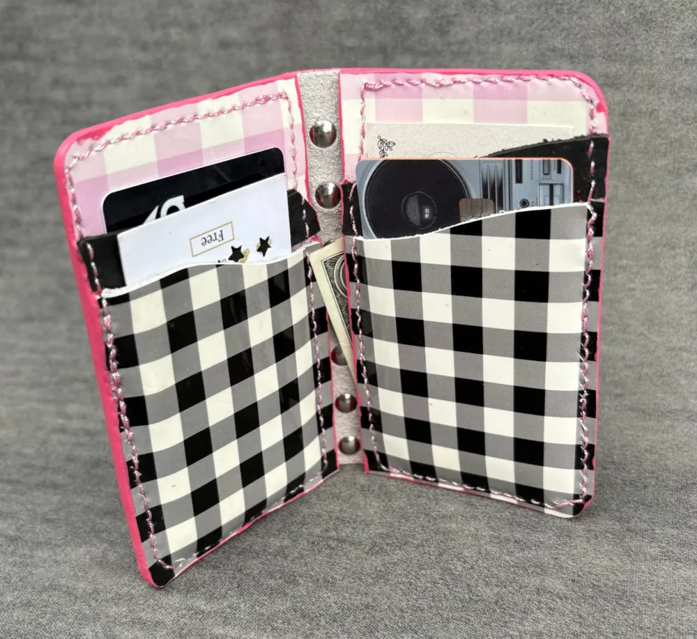 Spiked Bifold in Patent Leather Gingham, photo 11 of 12